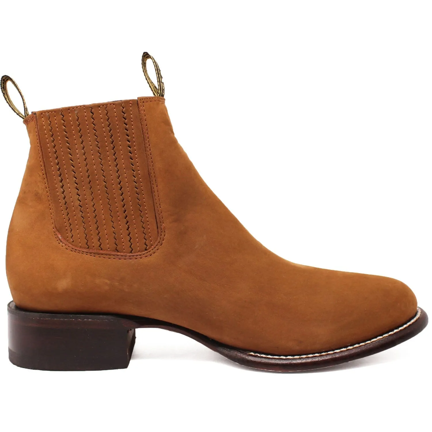 Los Altos Men's Round Toe Suede Leather Short Boots Black LAB-50B63