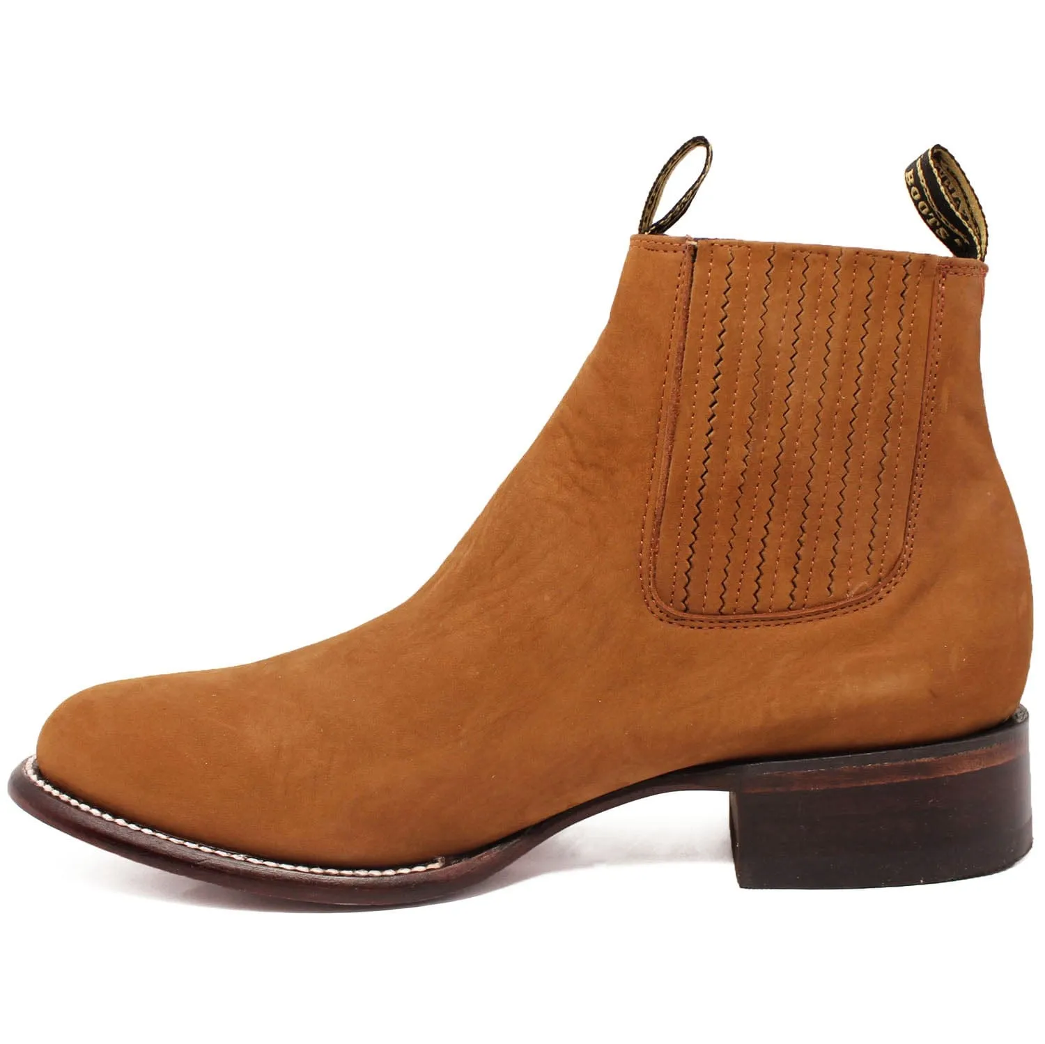 Los Altos Men's Round Toe Suede Leather Short Boots Black LAB-50B63