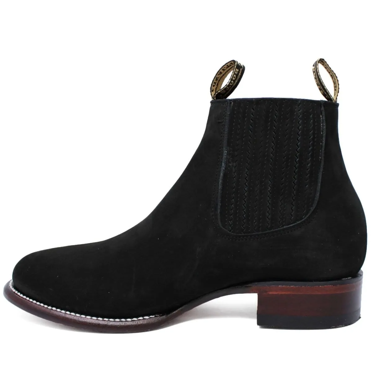 Los Altos Men's Round Toe Suede Leather Short Boots Black LAB-50B63