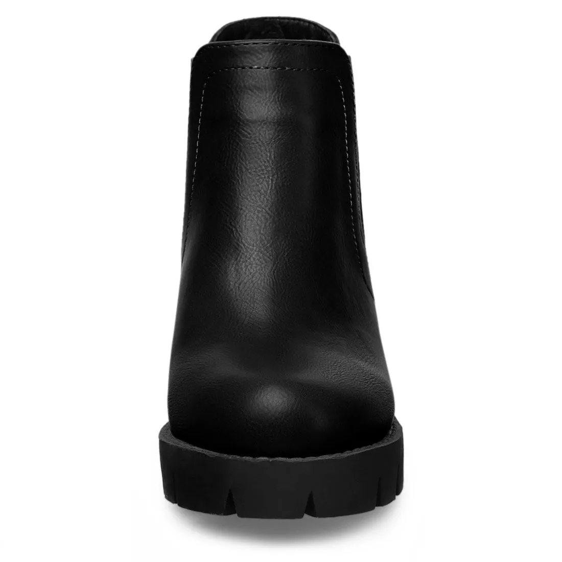 Lug Sole Chunky Heel Chelsea Ankle Boots