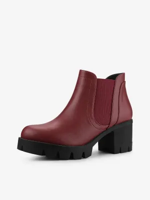 Lug Sole Chunky Heel Chelsea Ankle Boots
