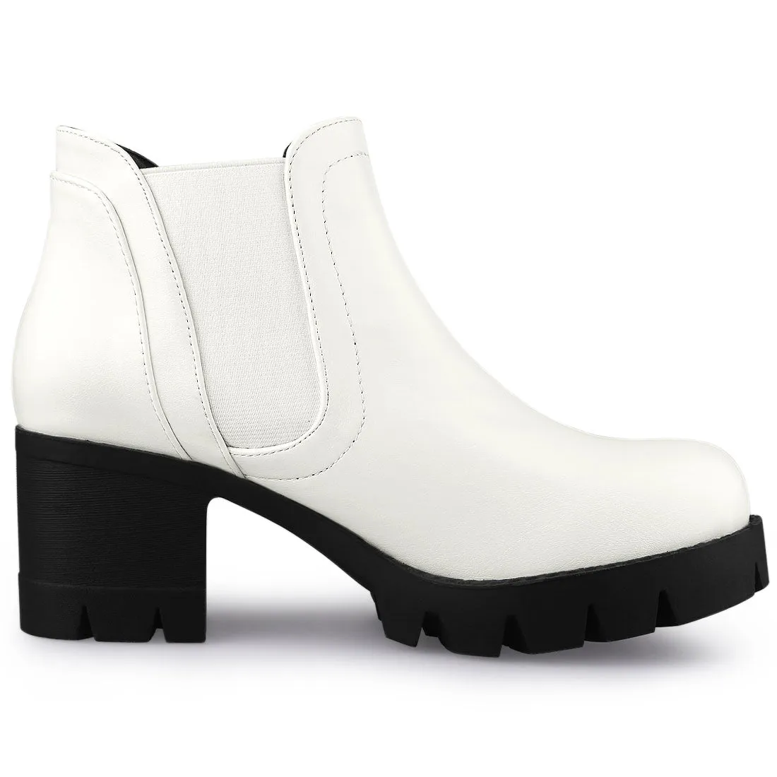 Lug Sole Chunky Heel Chelsea Ankle Boots