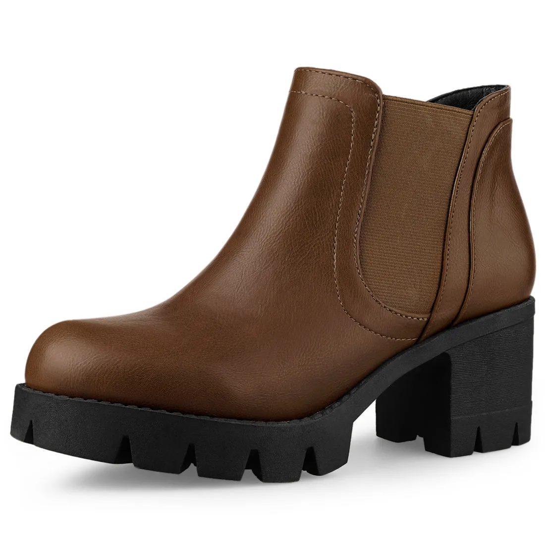Lug Sole Chunky Heel Chelsea Ankle Boots