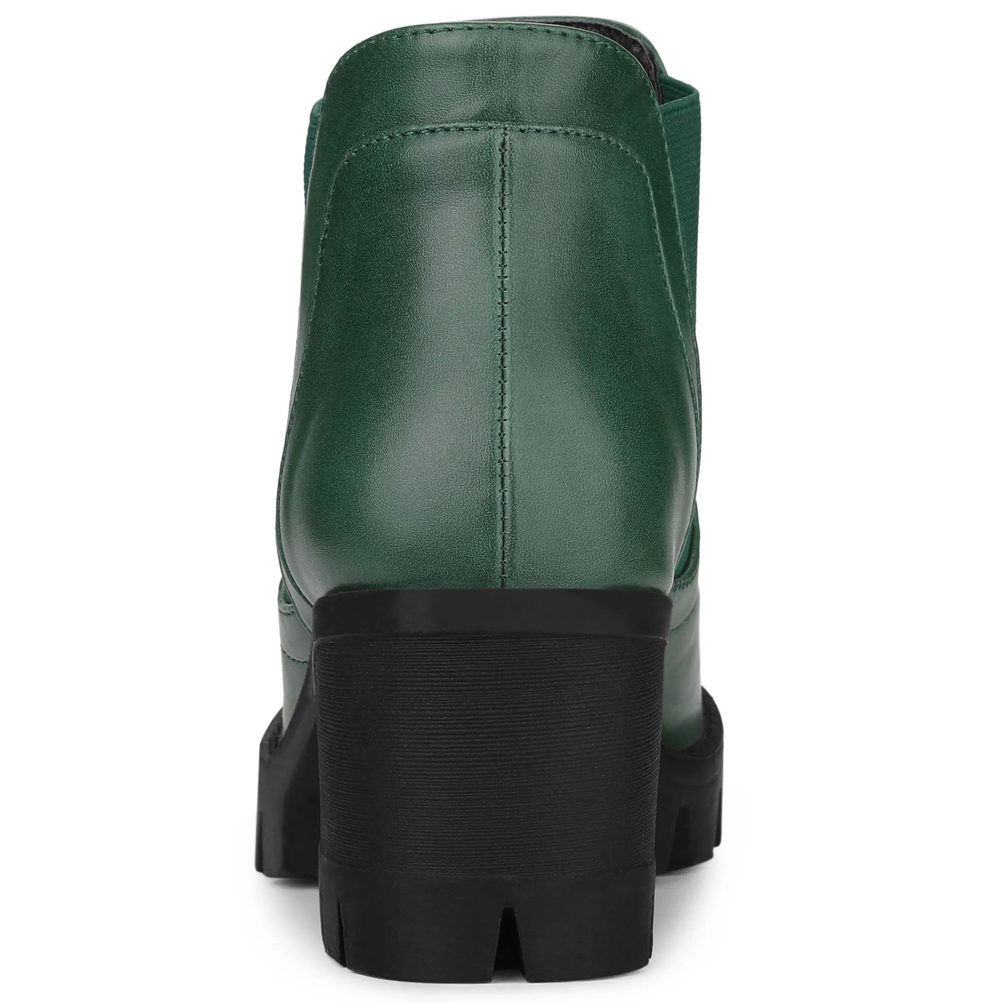 Lug Sole Chunky Heel Chelsea Ankle Boots
