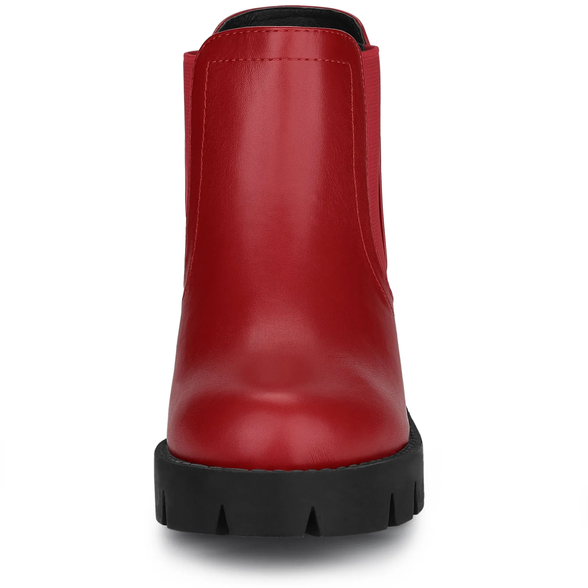 Lug Sole Chunky Heel Chelsea Ankle Boots