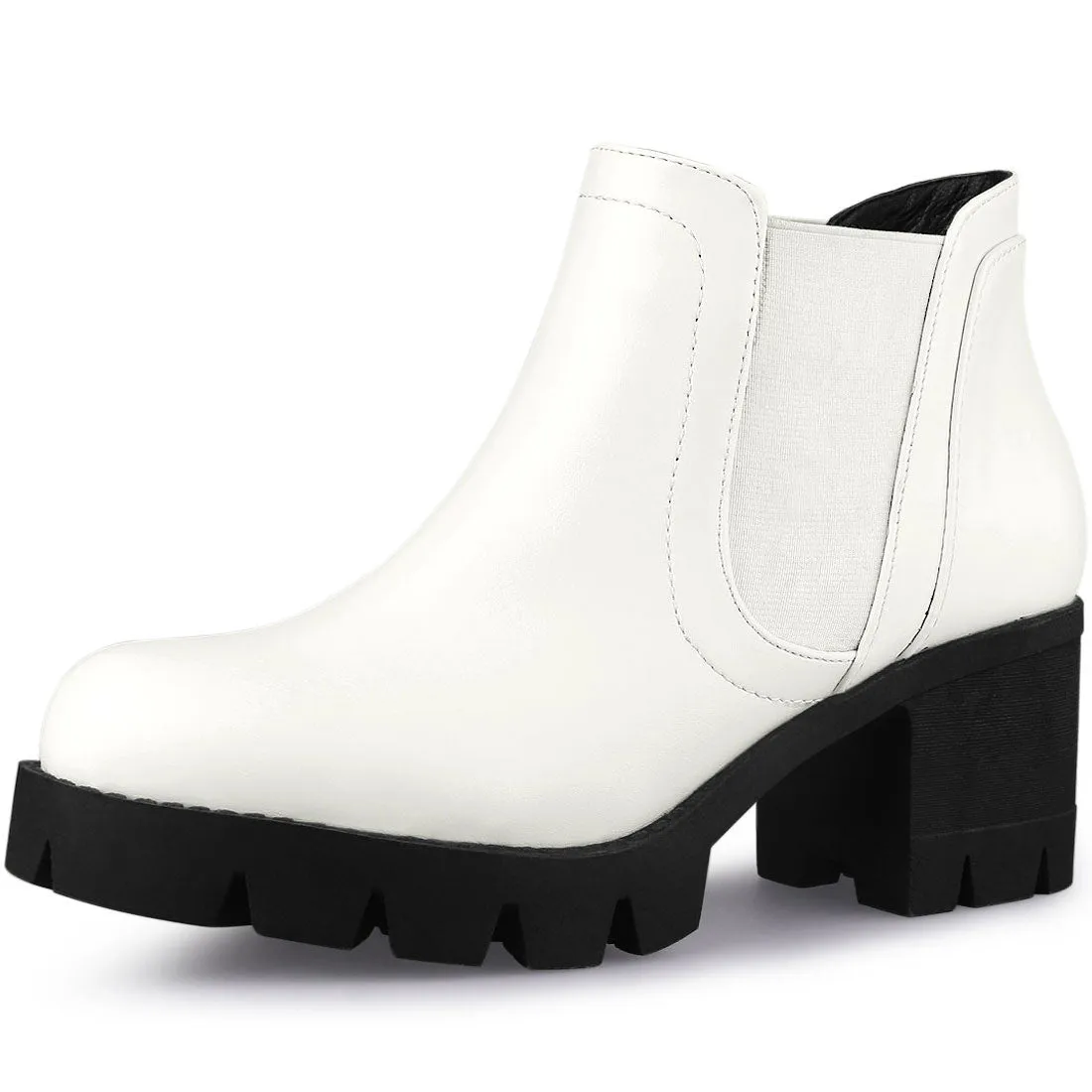 Lug Sole Chunky Heel Chelsea Ankle Boots