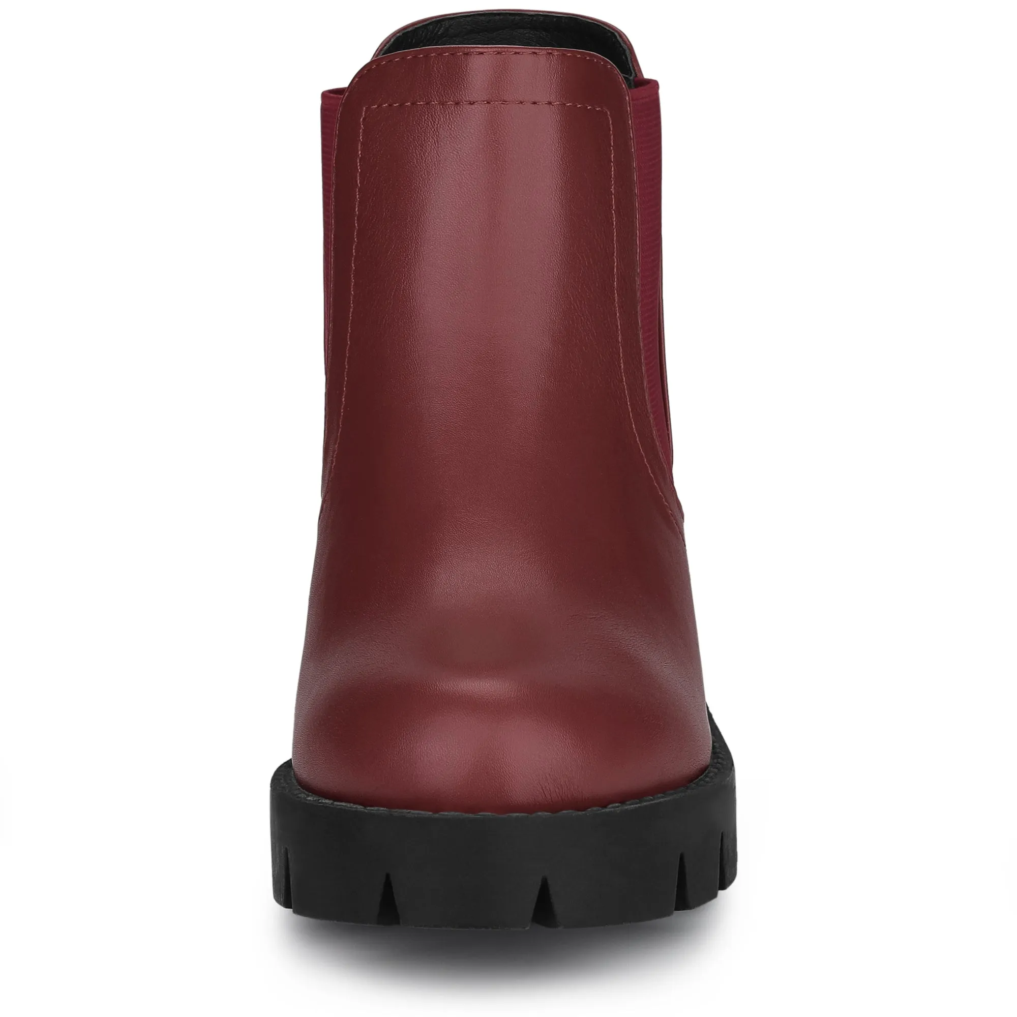 Lug Sole Chunky Heel Chelsea Ankle Boots