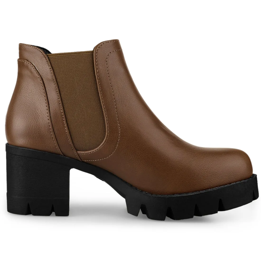 Lug Sole Chunky Heel Chelsea Ankle Boots