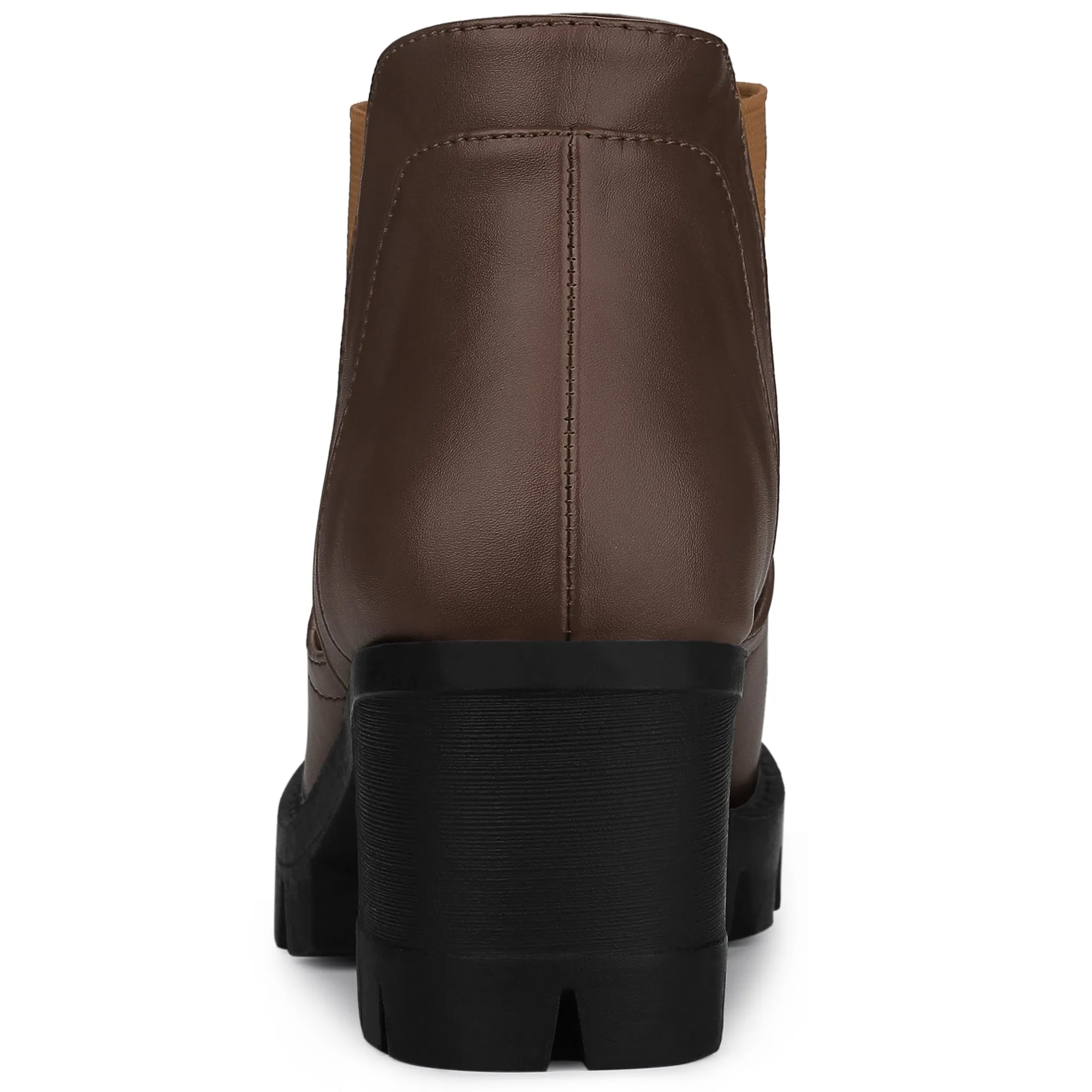 Lug Sole Chunky Heel Chelsea Ankle Boots