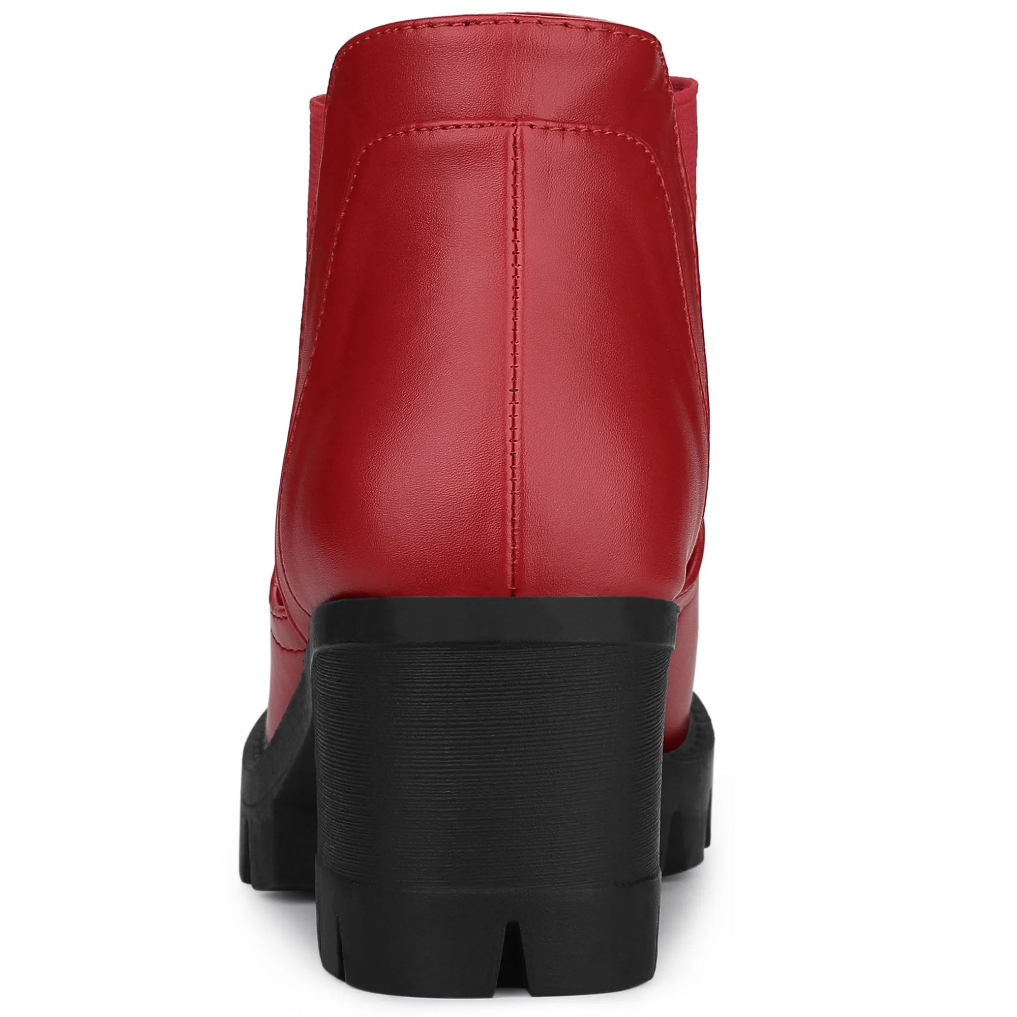 Lug Sole Chunky Heel Chelsea Ankle Boots
