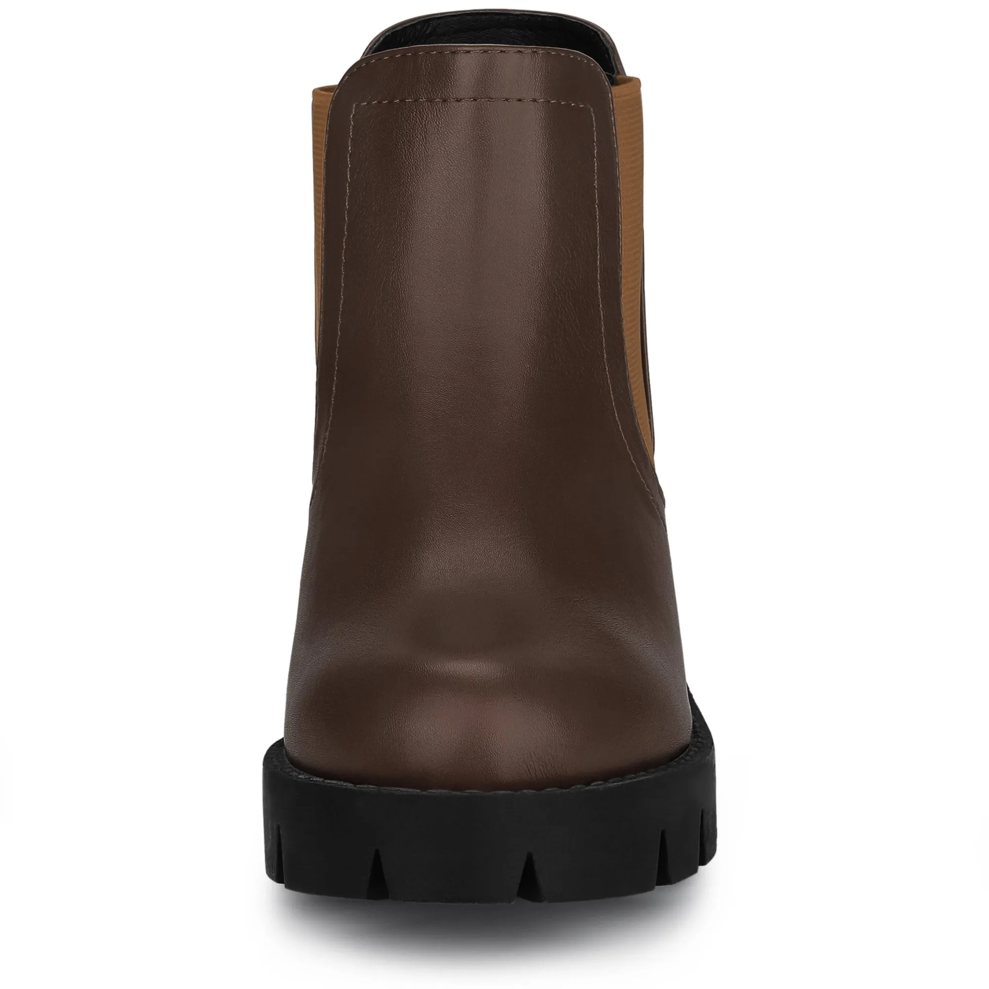 Lug Sole Chunky Heel Chelsea Ankle Boots