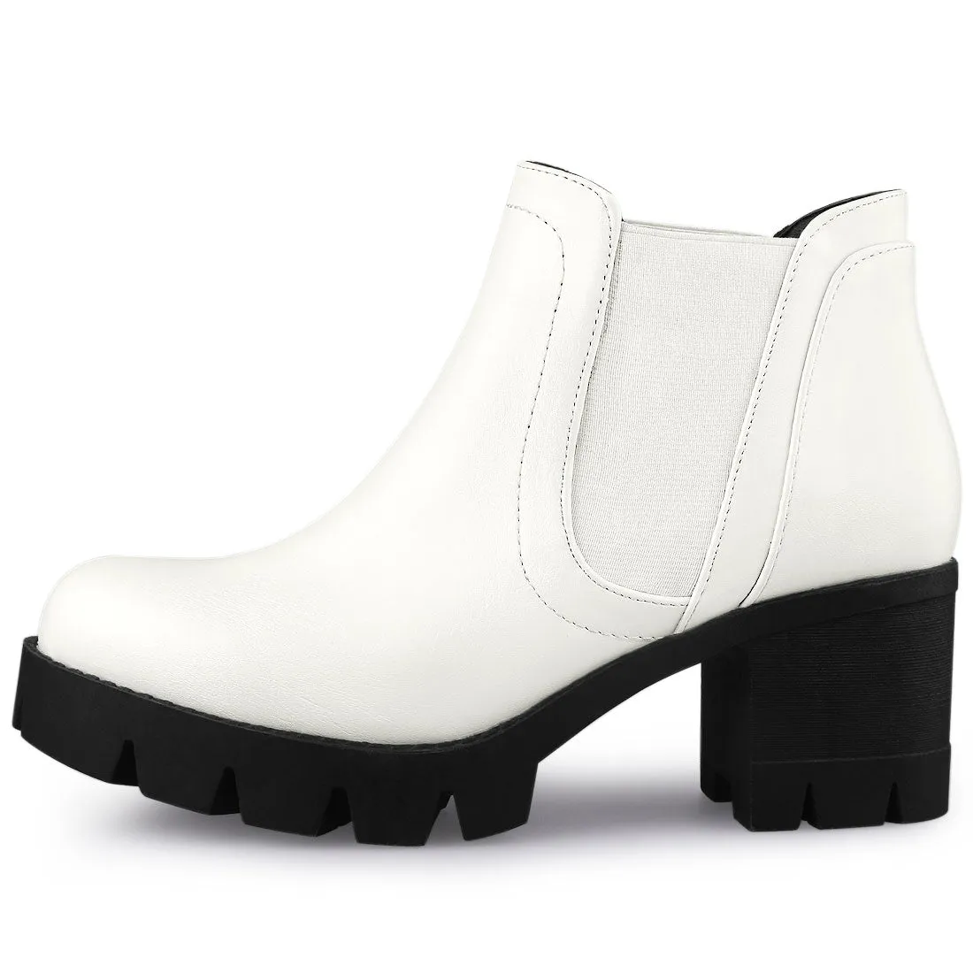 Lug Sole Chunky Heel Chelsea Ankle Boots