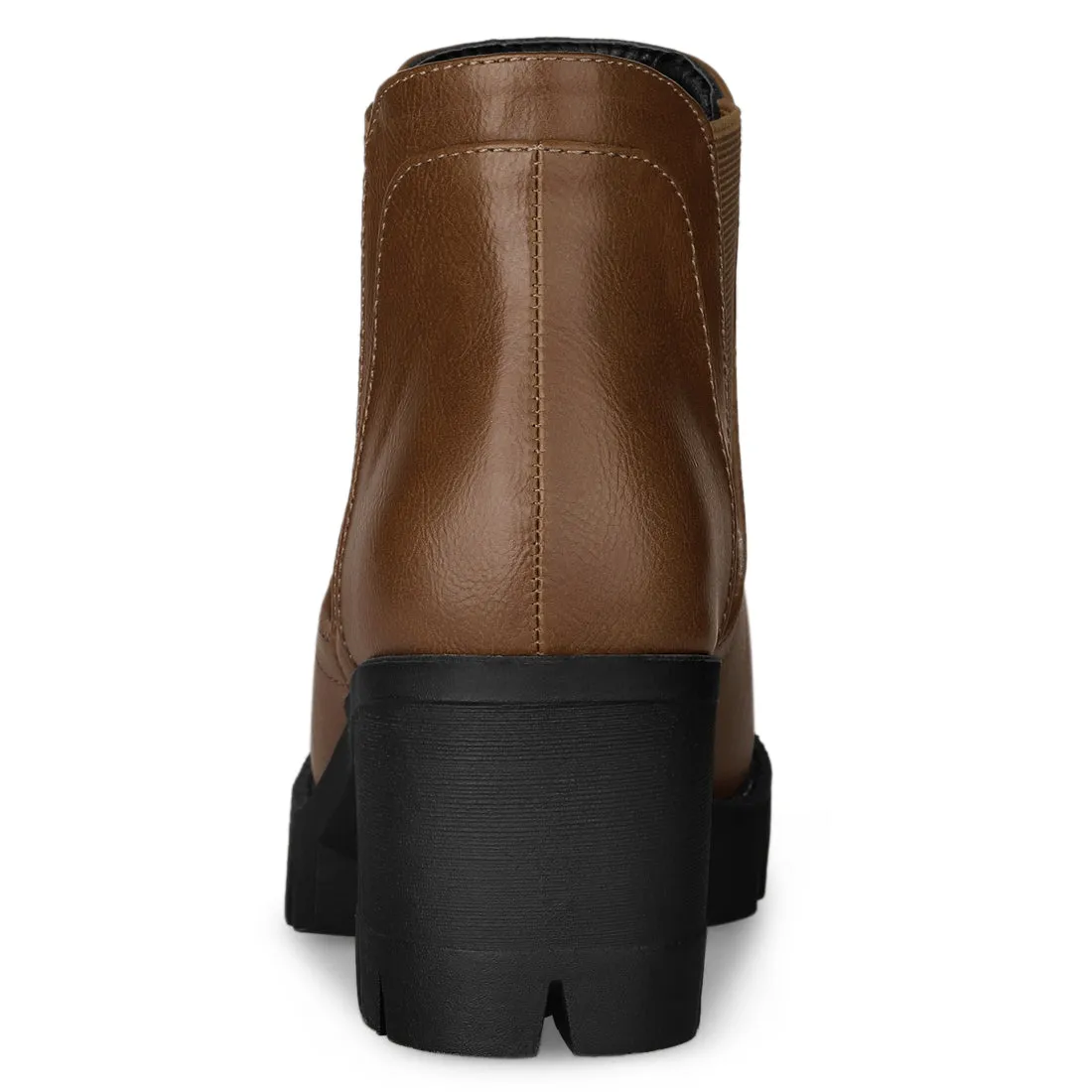 Lug Sole Chunky Heel Chelsea Ankle Boots