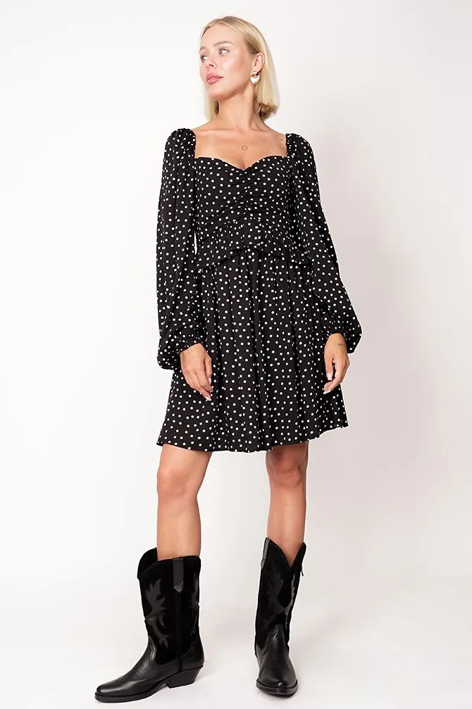 Luisa Polka Dot Dress Black