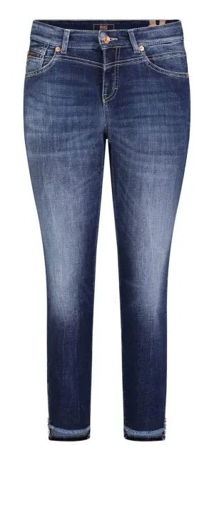 Mac Dream M Rich Slim Chic Yellow Label 5755 0389L Jeans D671  Gold Zip Dark Blue Net Wash