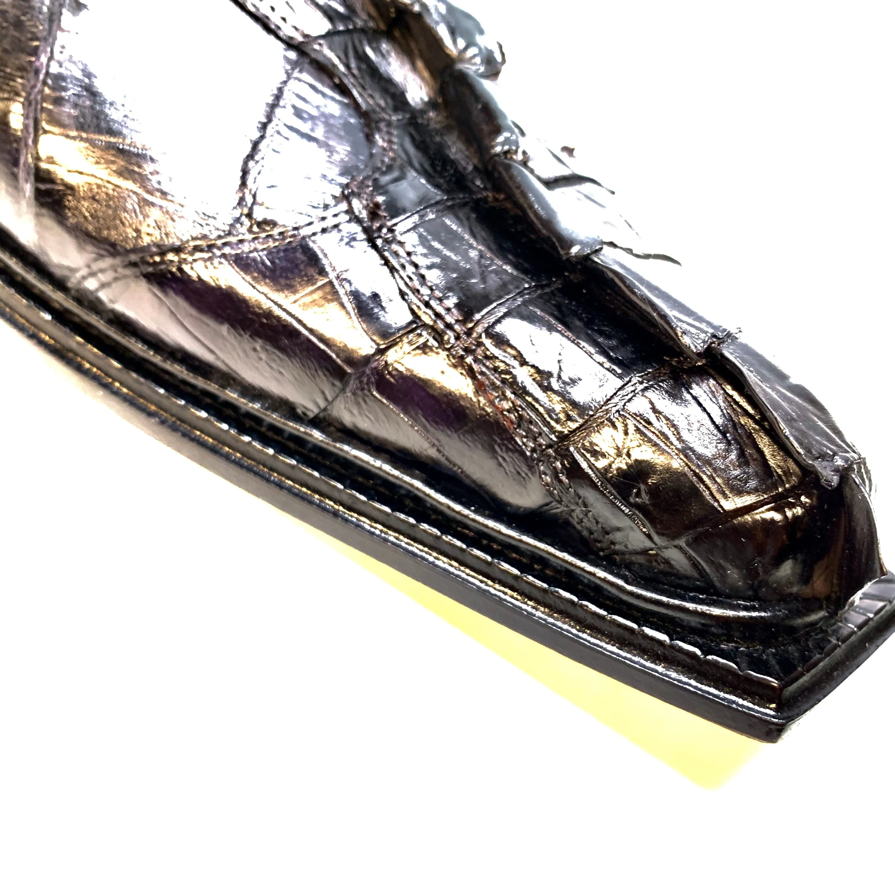 Mauri "42730" Black Horn-Back Crocodile Ankle Boot