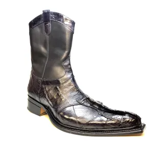 Mauri "42730" Black Horn-Back Crocodile Ankle Boot
