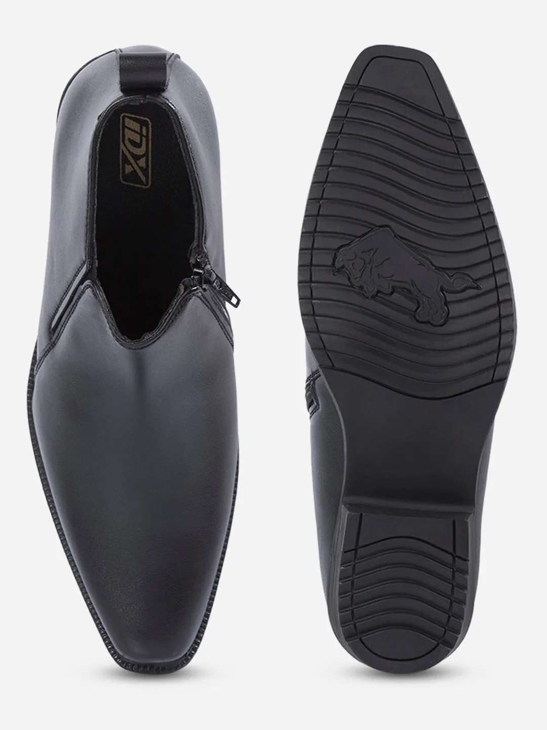 Men's Black Formal Ankle Slip On Boots (IX3040)