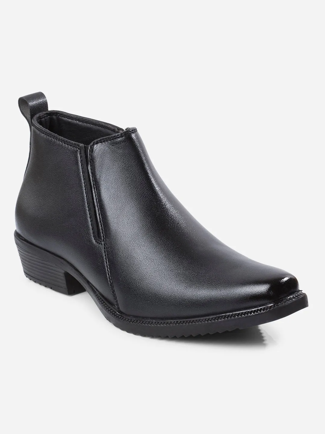 Men's Black Formal Ankle Slip On Boots (IX3040)
