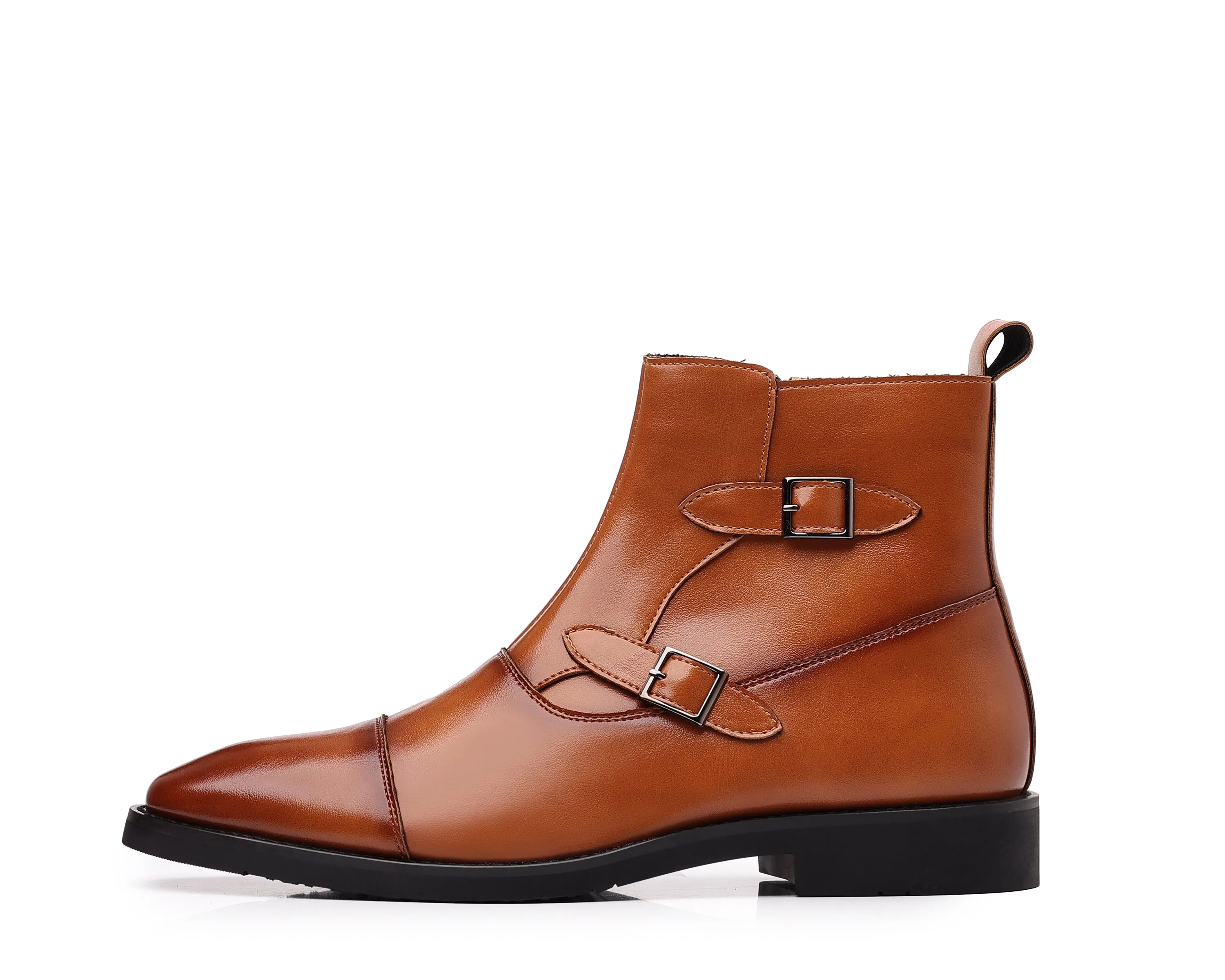Men's Buckle Cap Toe Dress Boots