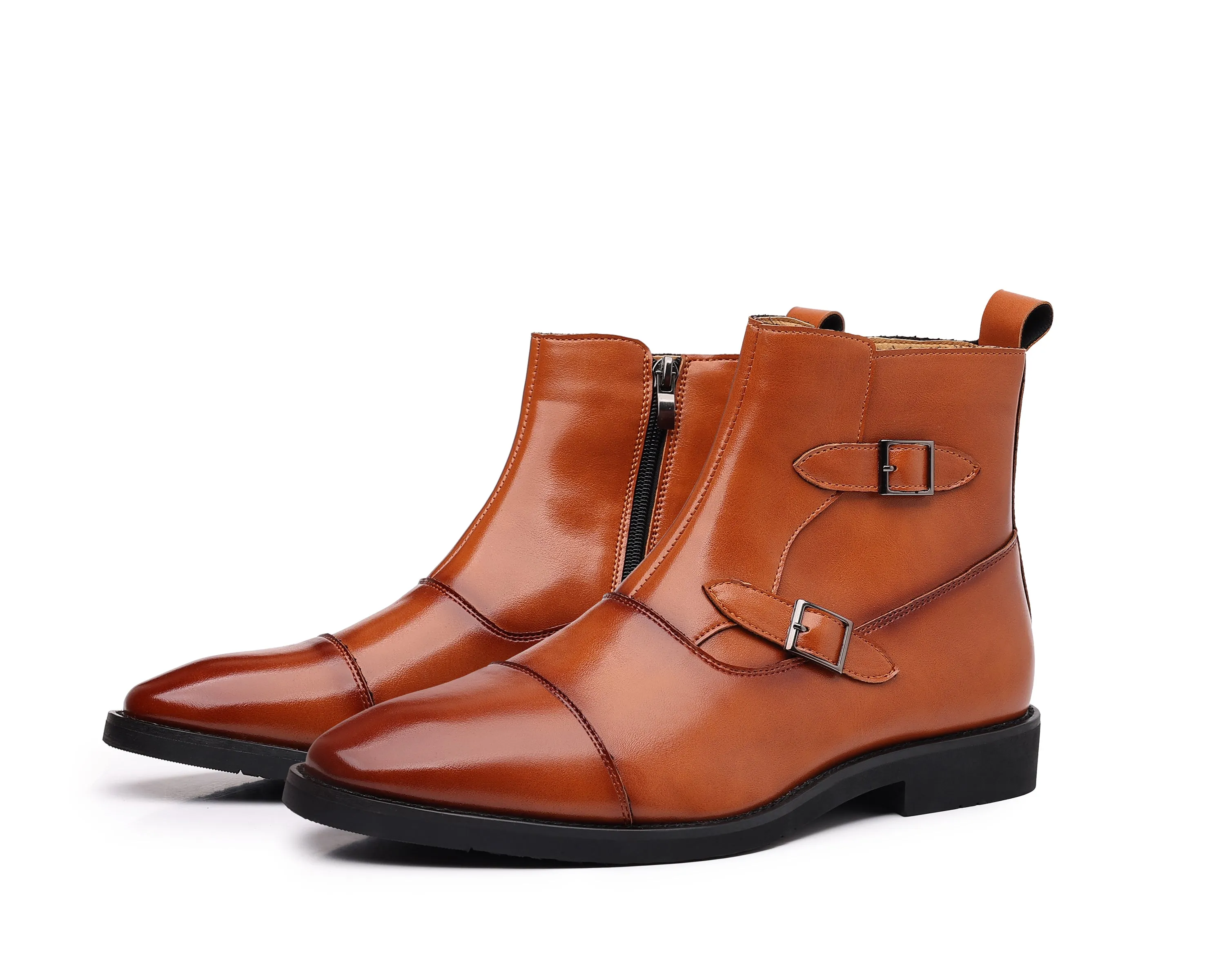 Men's Buckle Cap Toe Dress Boots