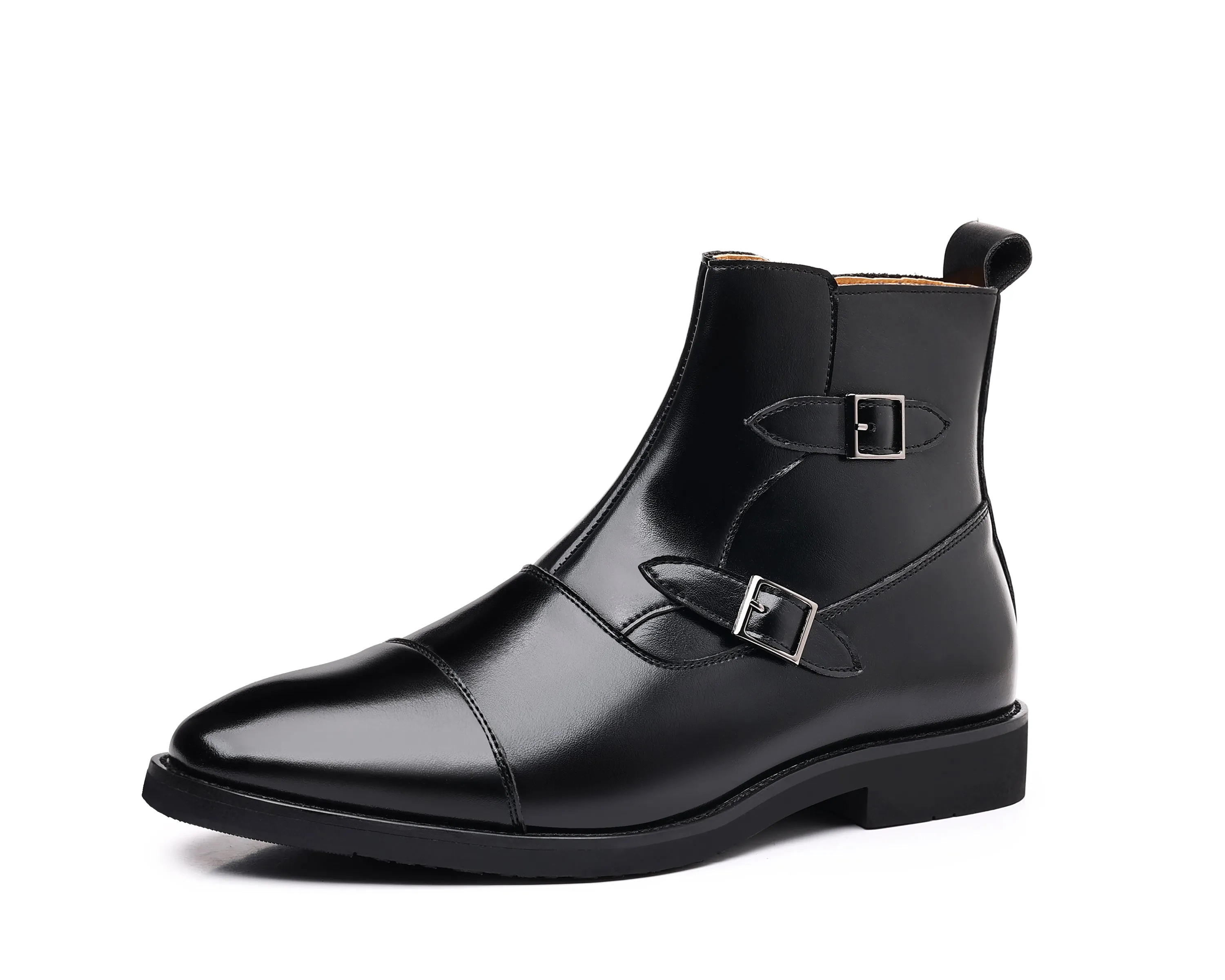 Men's Buckle Cap Toe Dress Boots