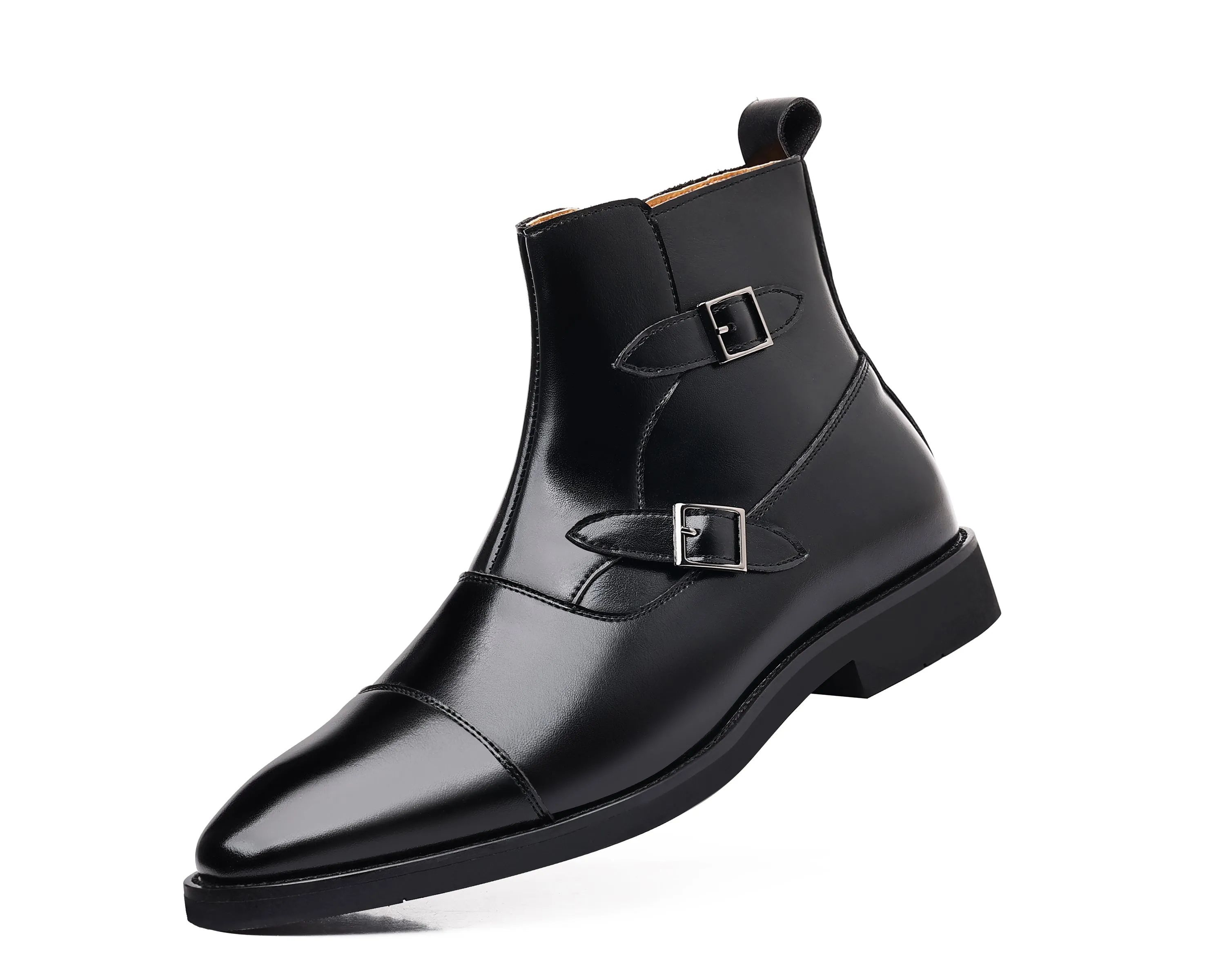 Men's Buckle Cap Toe Dress Boots