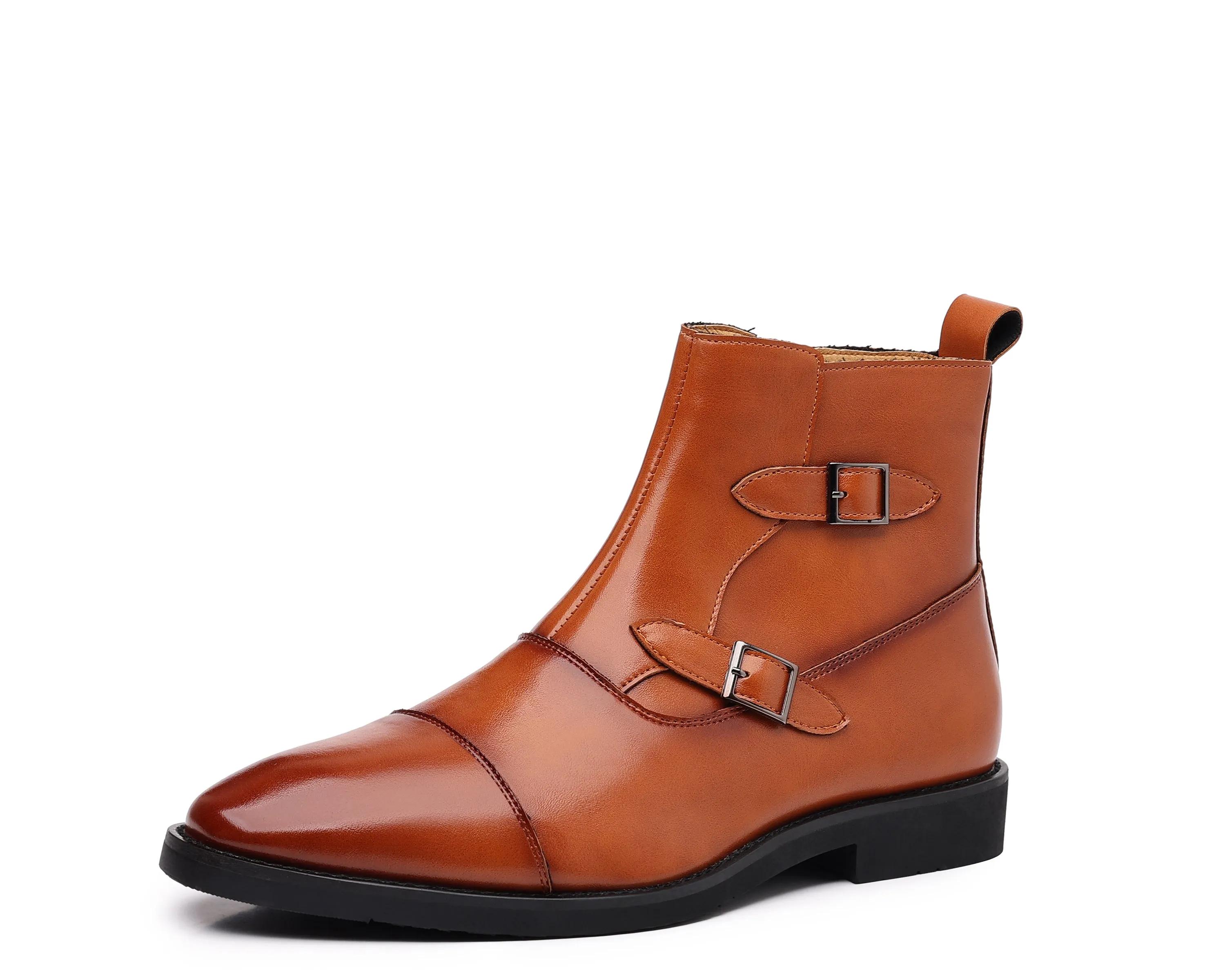 Men's Buckle Cap Toe Dress Boots
