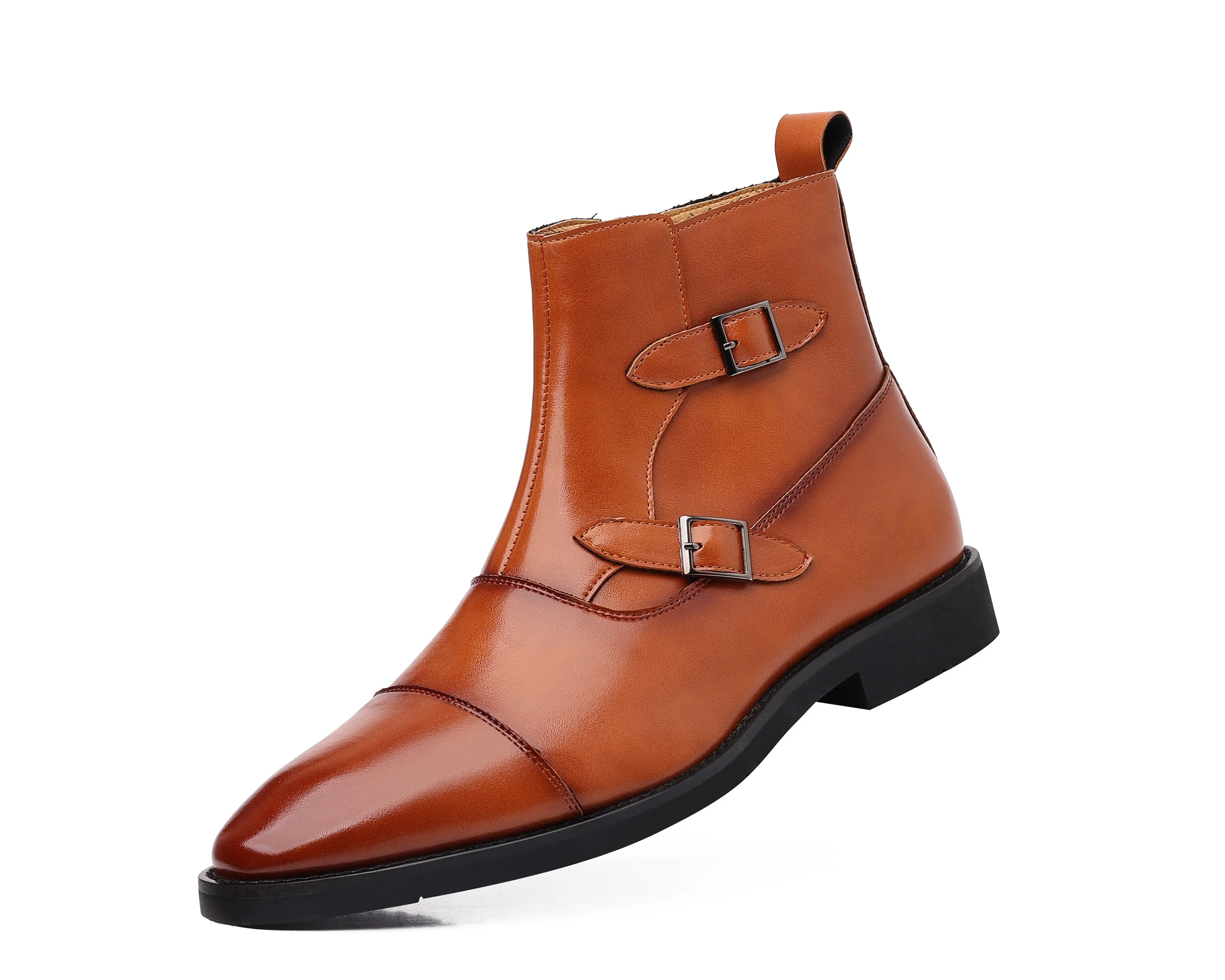 Men's Buckle Cap Toe Dress Boots