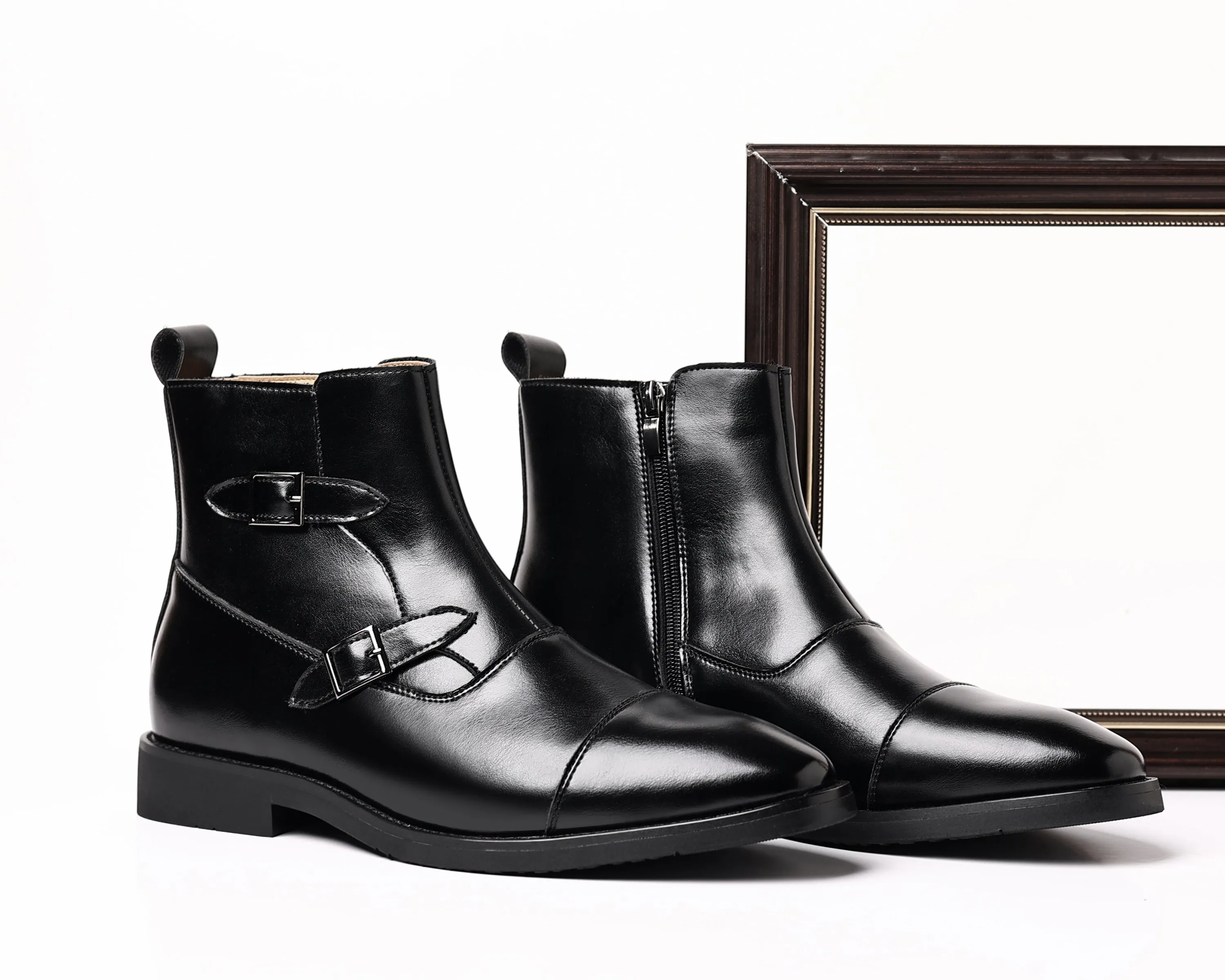 Men's Buckle Cap Toe Dress Boots