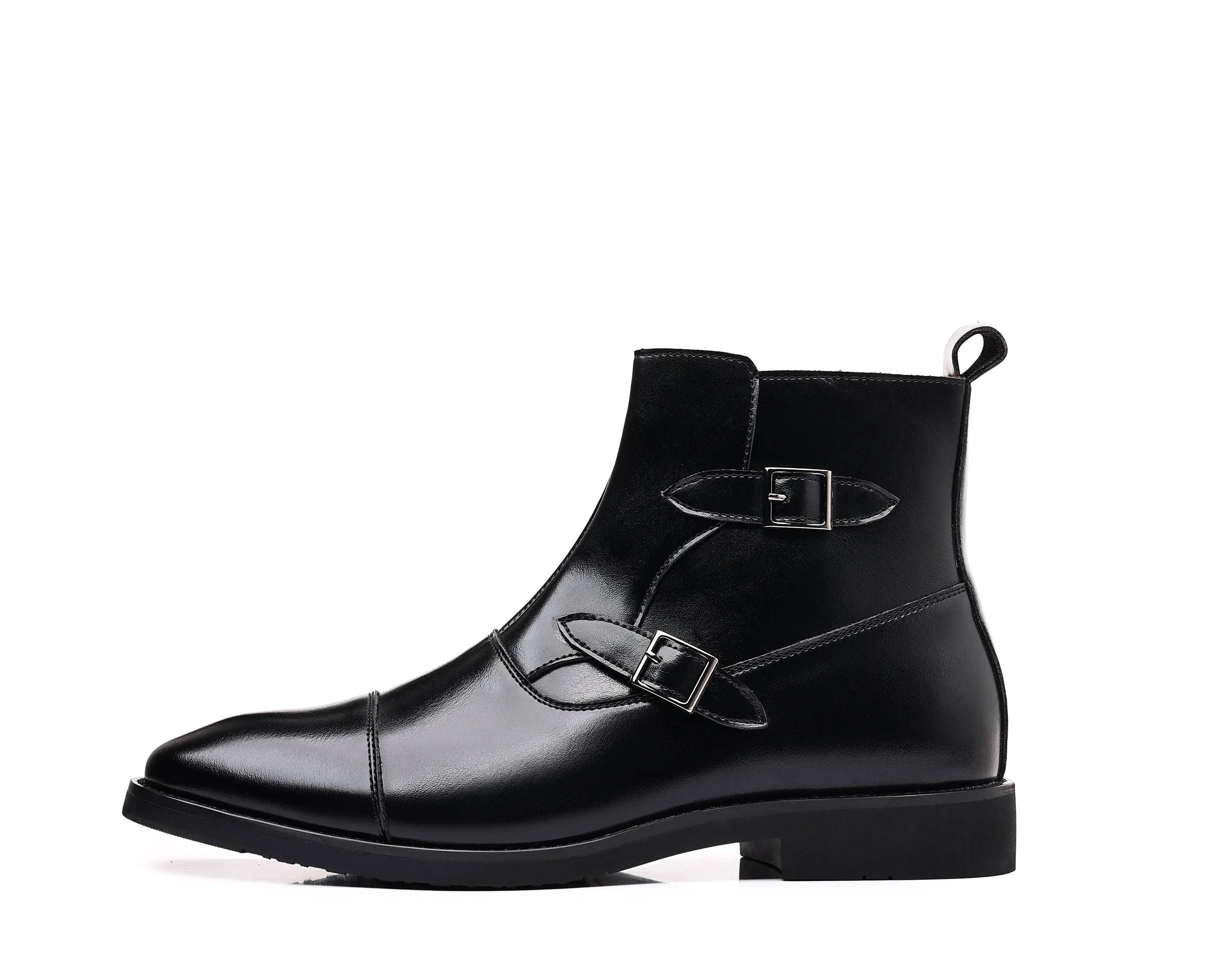 Men's Buckle Cap Toe Dress Boots