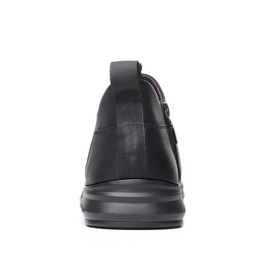 Men's Casual Shoes Black Leather Footwear WOS0553