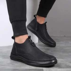 Men's Casual Shoes Black Leather Footwear WOS0553