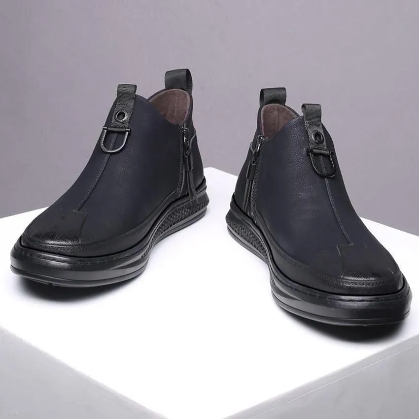 Men's Casual Shoes Black Leather Footwear WOS0553