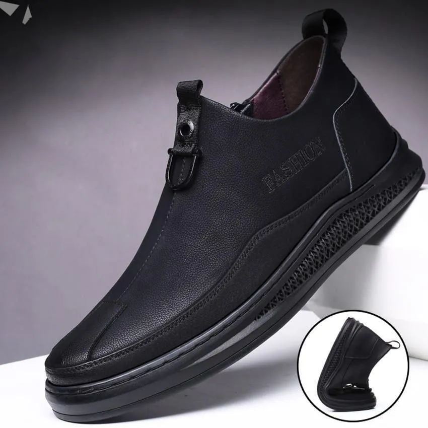 Men's Casual Shoes Black Leather Footwear WOS0553