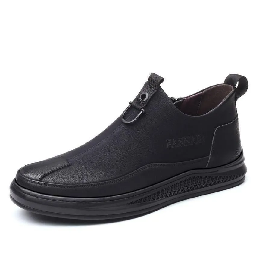 Men's Casual Shoes Black Leather Footwear WOS0553