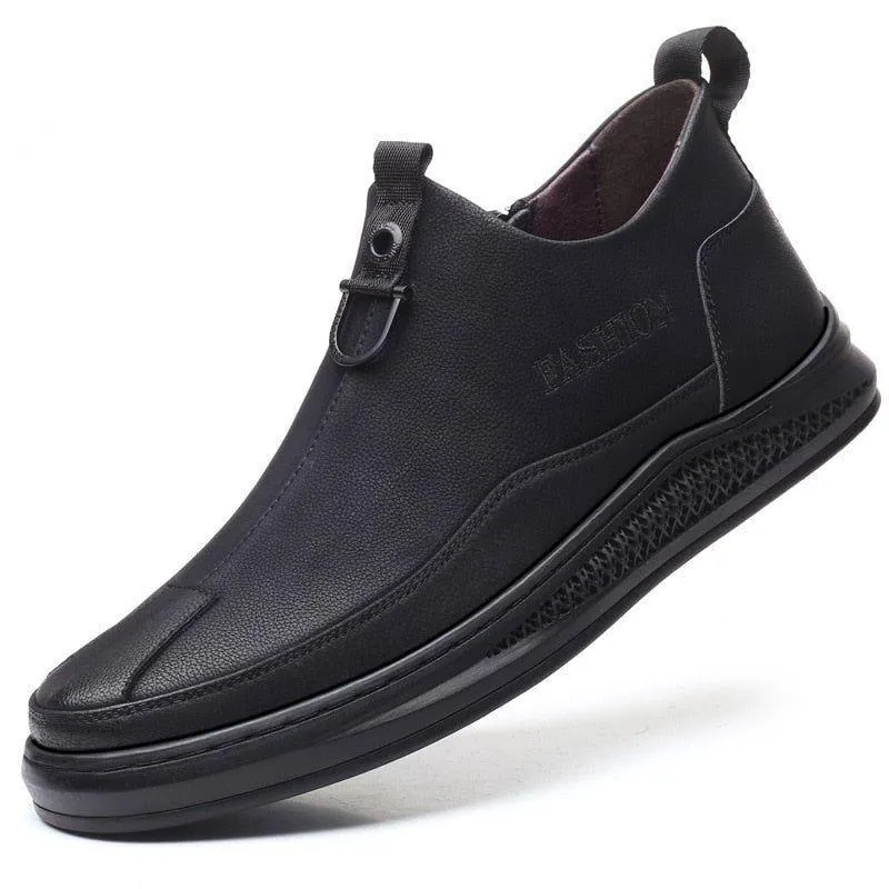 Men's Casual Shoes Black Leather Footwear WOS0553