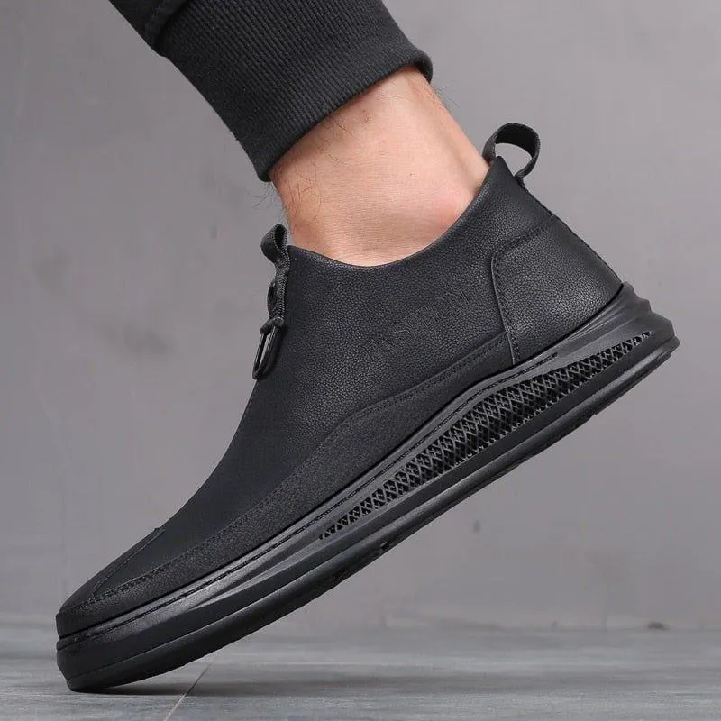 Men's Casual Shoes Black Leather Footwear WOS0553