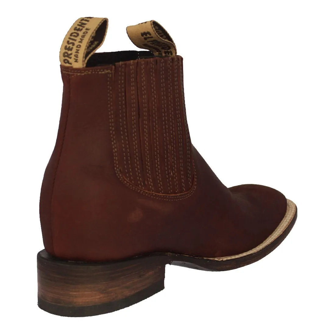 Mens Frances Burgundy Chelsea Leather Boots - Square Toe