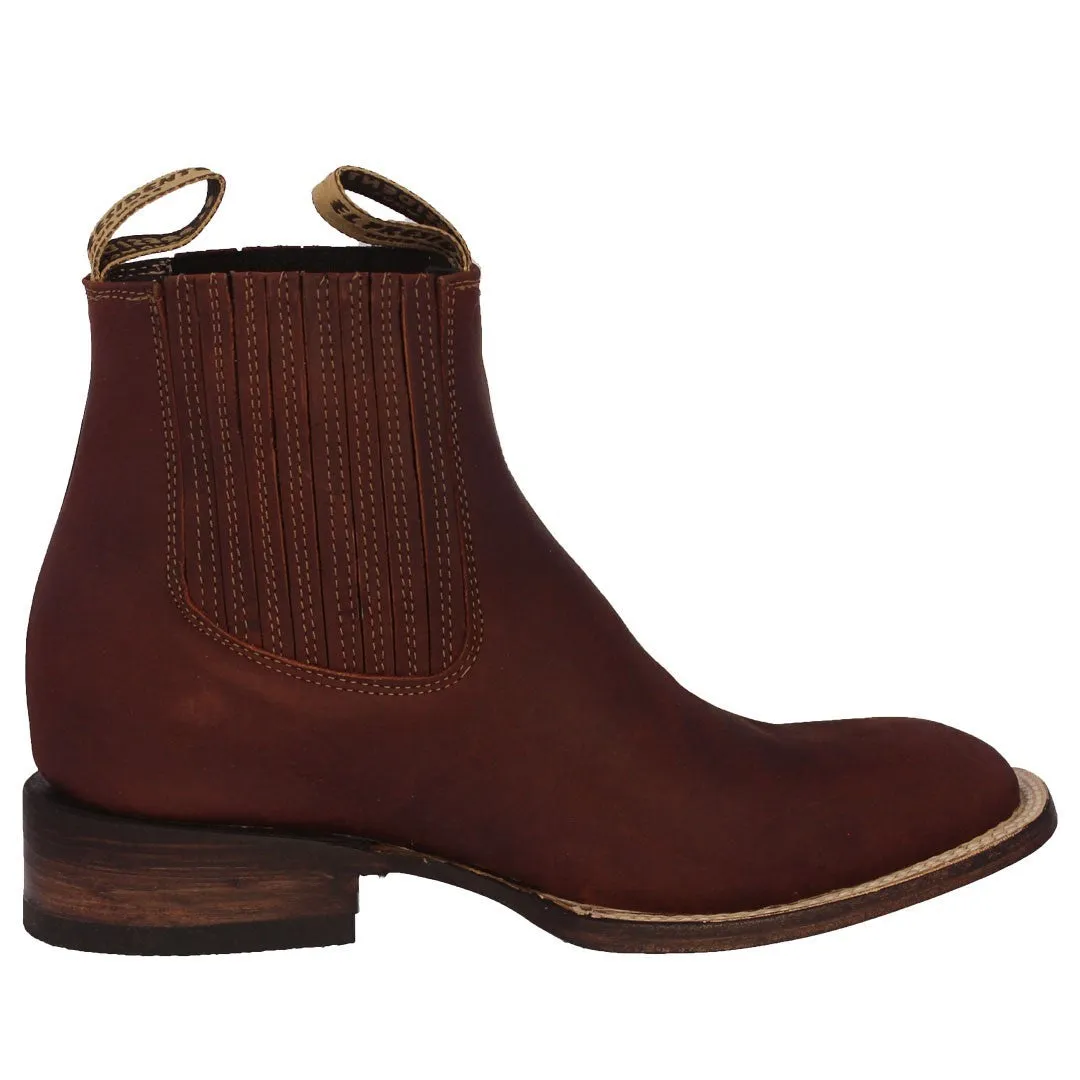 Mens Frances Burgundy Chelsea Leather Boots - Square Toe