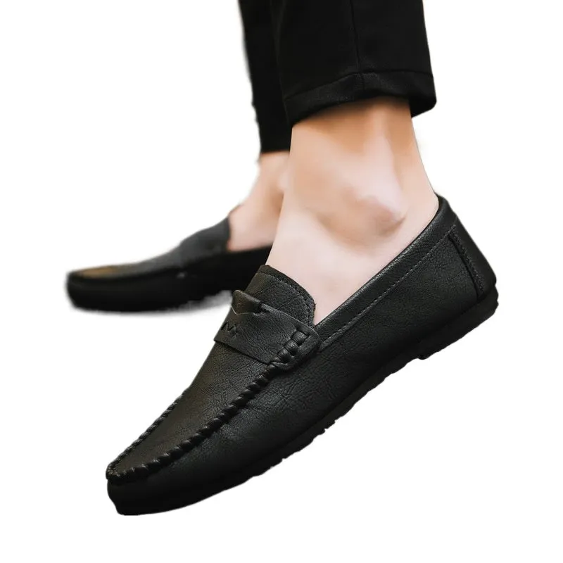 Men's leather loafer beanie shoes high-end fashion lazy driving soft soles trendy shoes formal casual business explosion