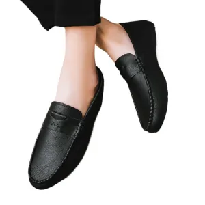 Men's leather loafer beanie shoes high-end fashion lazy driving soft soles trendy shoes formal casual business explosion