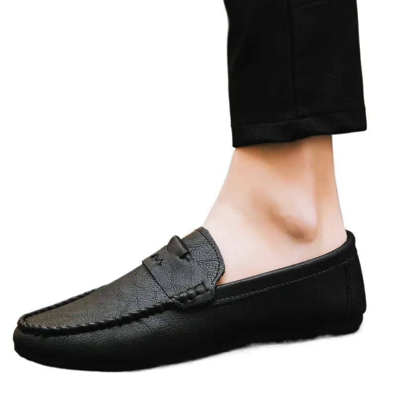 Men's leather loafer beanie shoes high-end fashion lazy driving soft soles trendy shoes formal casual business explosion