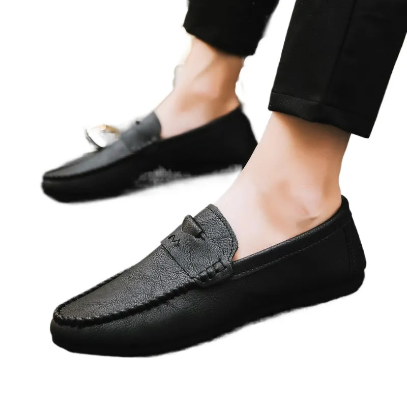 Men's leather loafer beanie shoes high-end fashion lazy driving soft soles trendy shoes formal casual business explosion