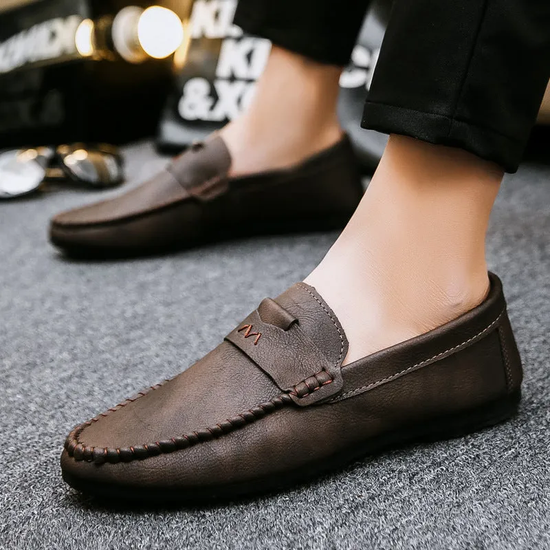 Men's leather loafer beanie shoes high-end fashion lazy driving soft soles trendy shoes formal casual business explosion