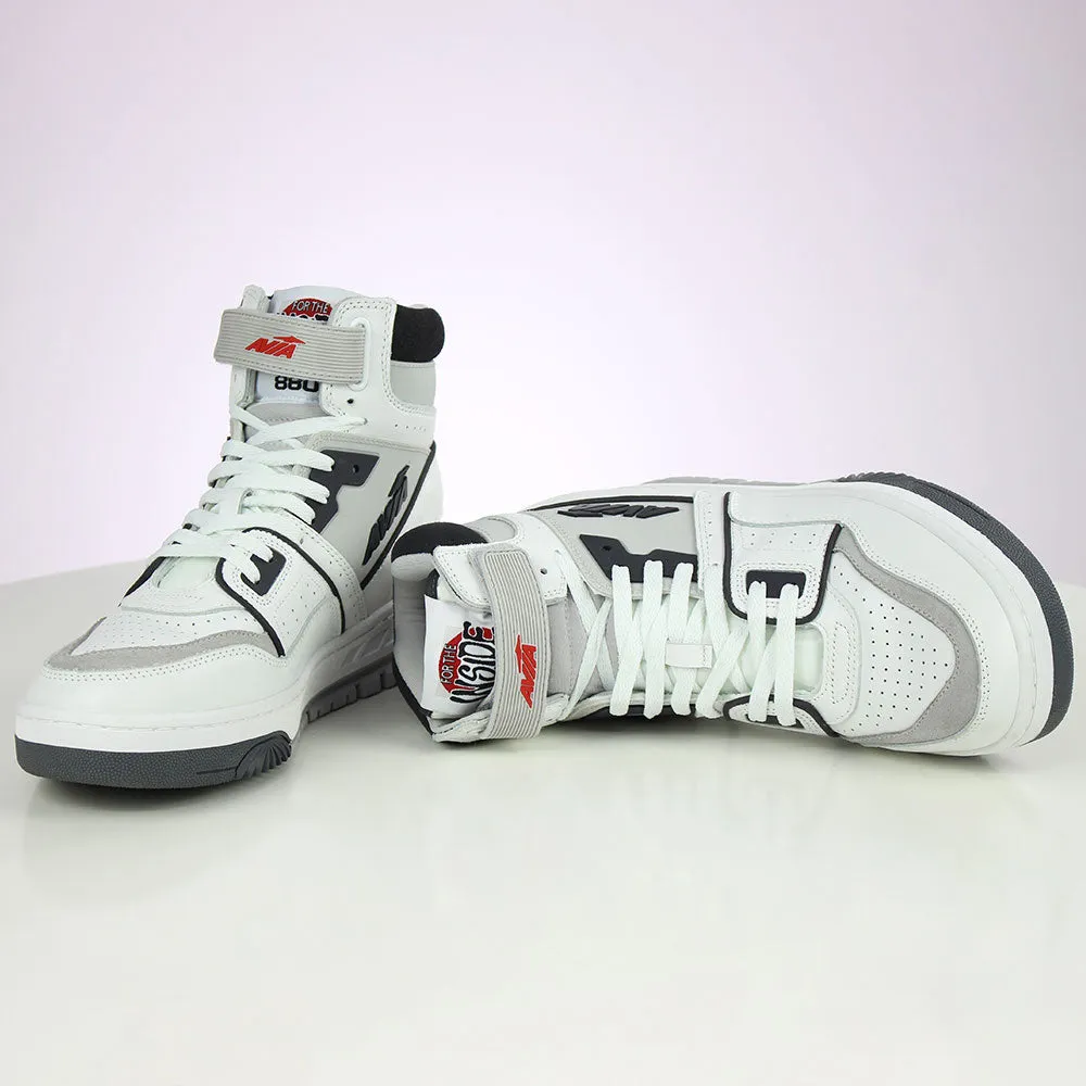Men's Logo Print Leather High Shoes,White