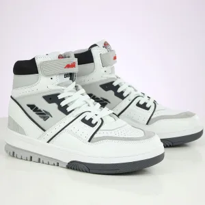 Men's Logo Print Leather High Shoes,White