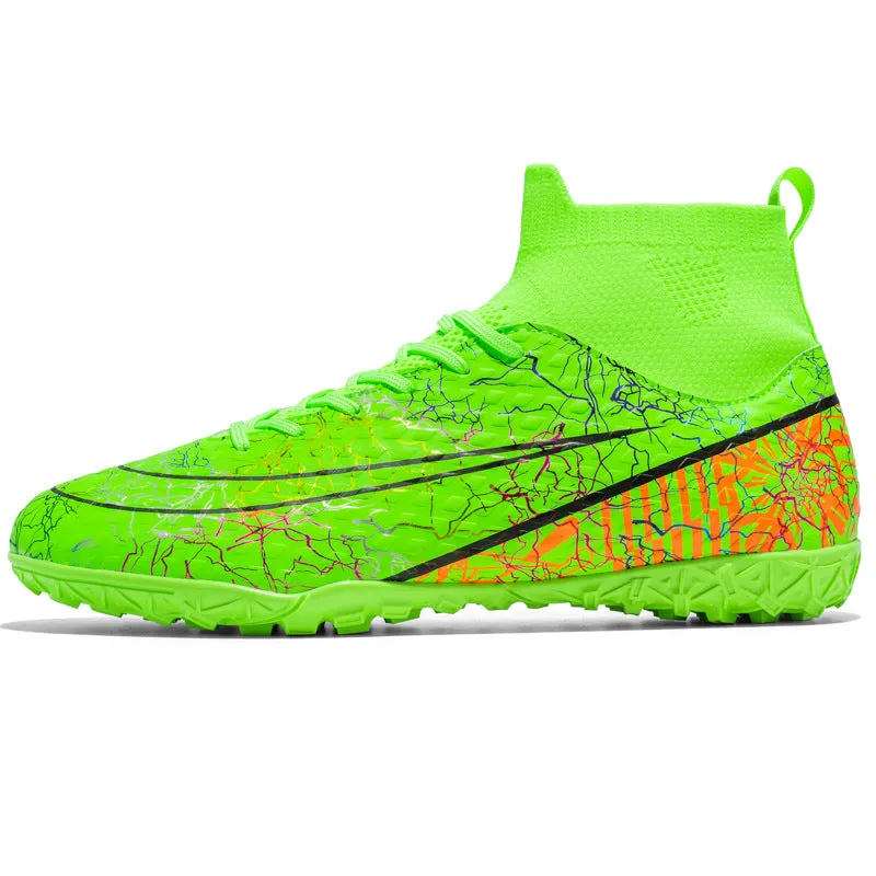 Men's Synthetic Leather High-Top Football Turf Sports Shoes