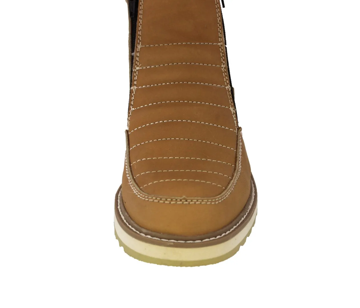 Mens T40W Honey Brown Leather Work Boots Slip Resistant - Soft Toe