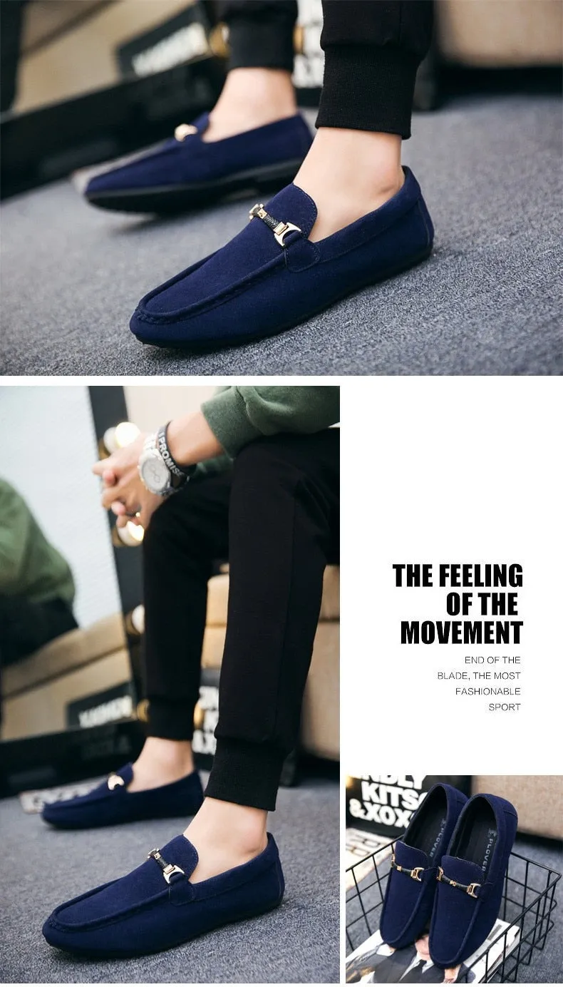 Mental Solid Loafers Mens Shoes High Quality Soft Driving Flats Male Walking Shoes Suede Casual Slip on Loafers Mocasines Hombre